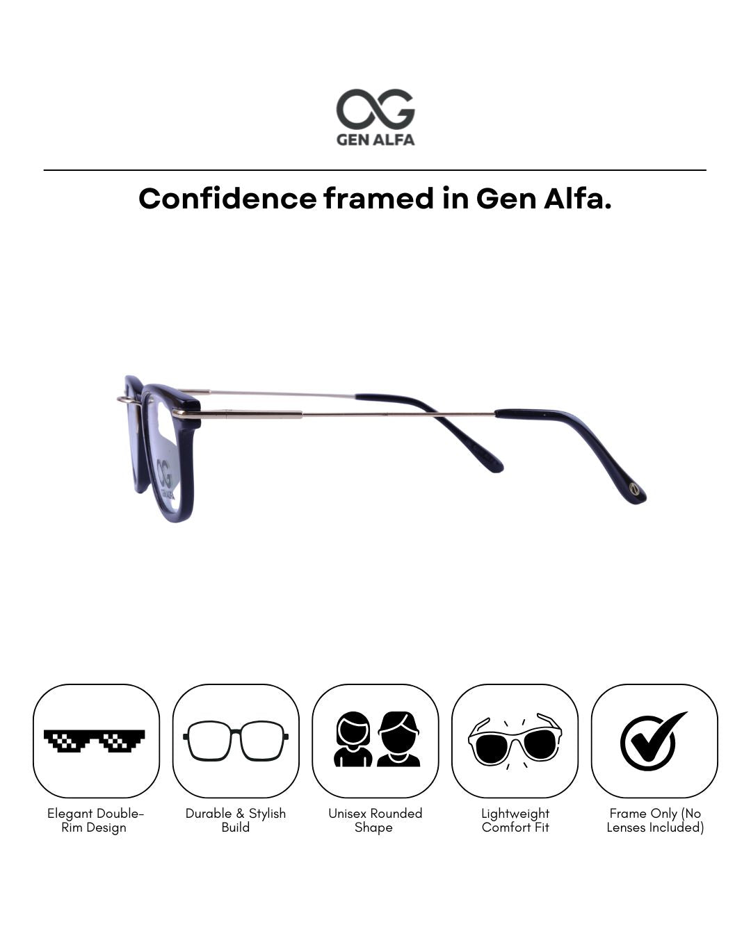 GEN ALFA Obsidian Edge Unisex Eyeglass Frame