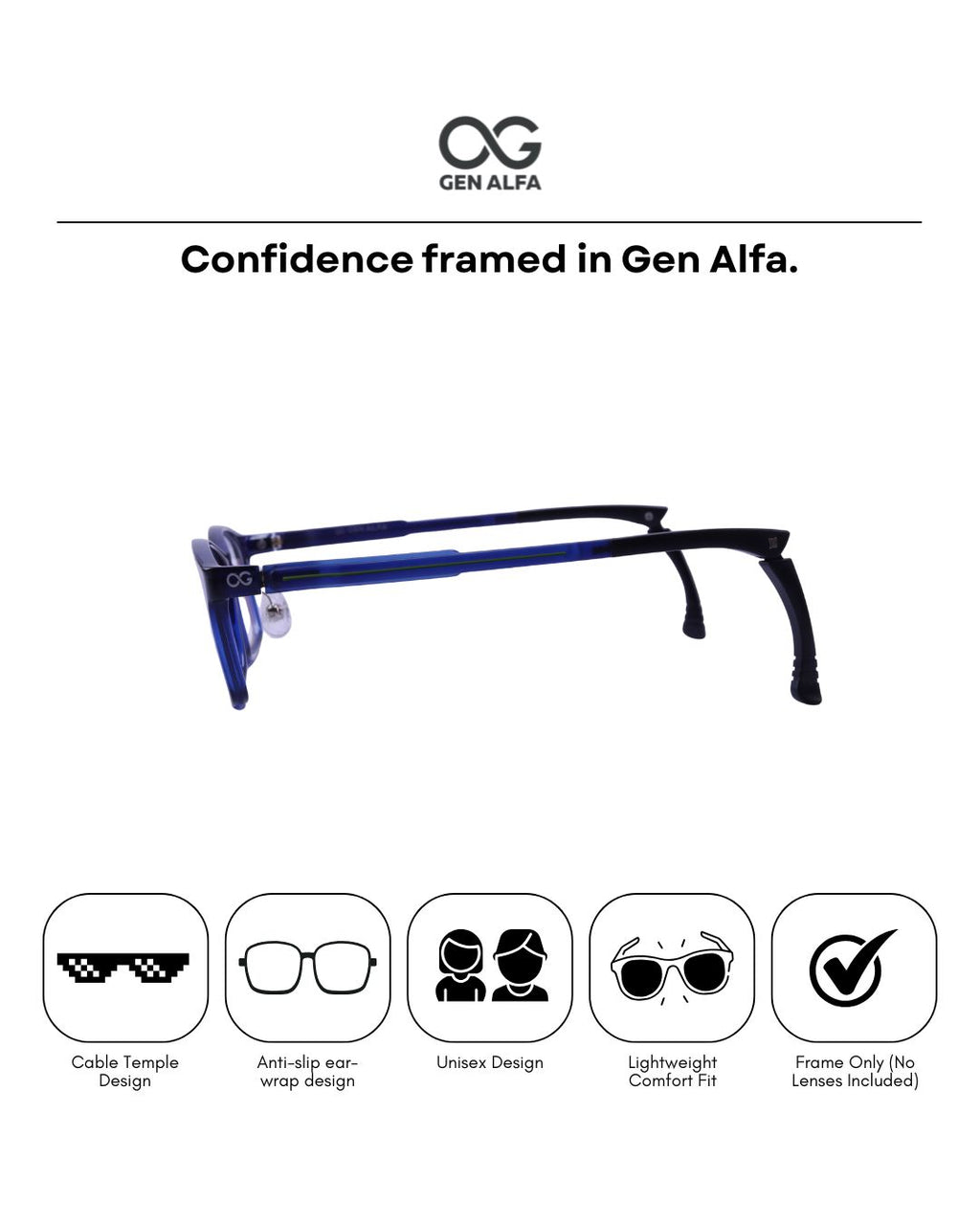 GEN ALFA FlexArc Pro – Adjustable Cable Temple Unisex Optical Frame