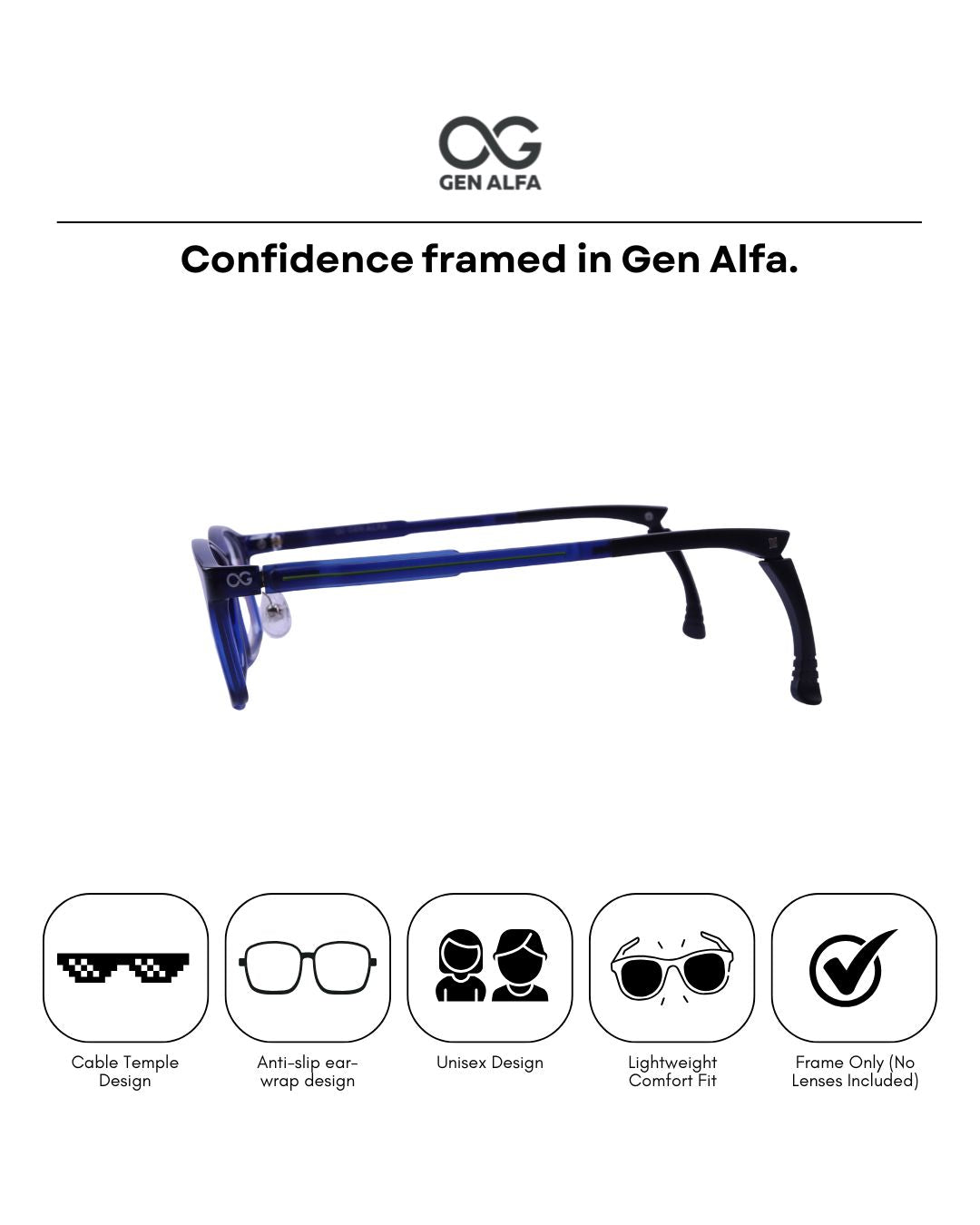GEN ALFA FlexArc Pro – Adjustable Cable Temple Unisex Optical Frame