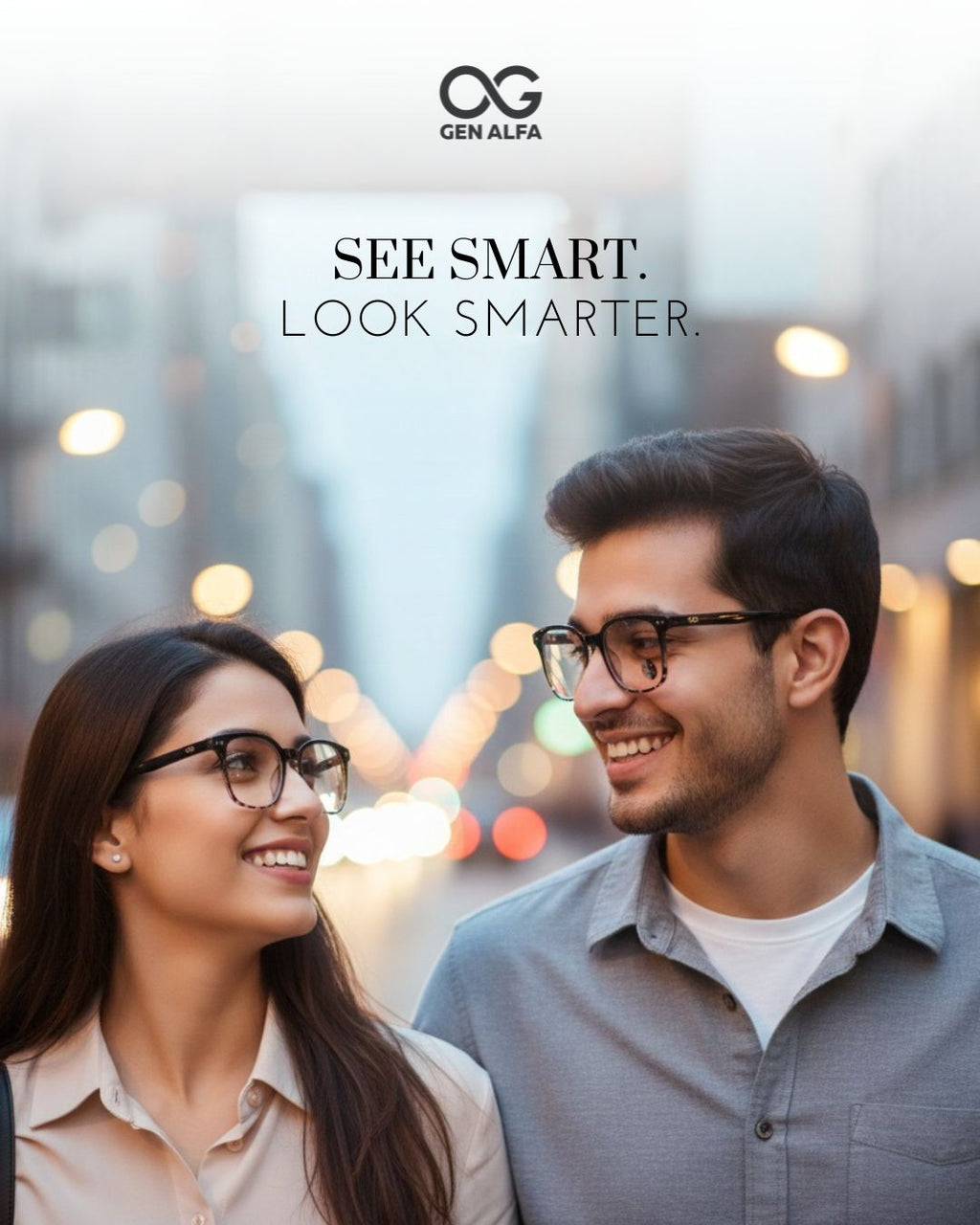 GEN ALFA AuraShift – Photochromic Unisex Optical Frame | Colour-Changing Eyeglasses | Black & Brown (Print)