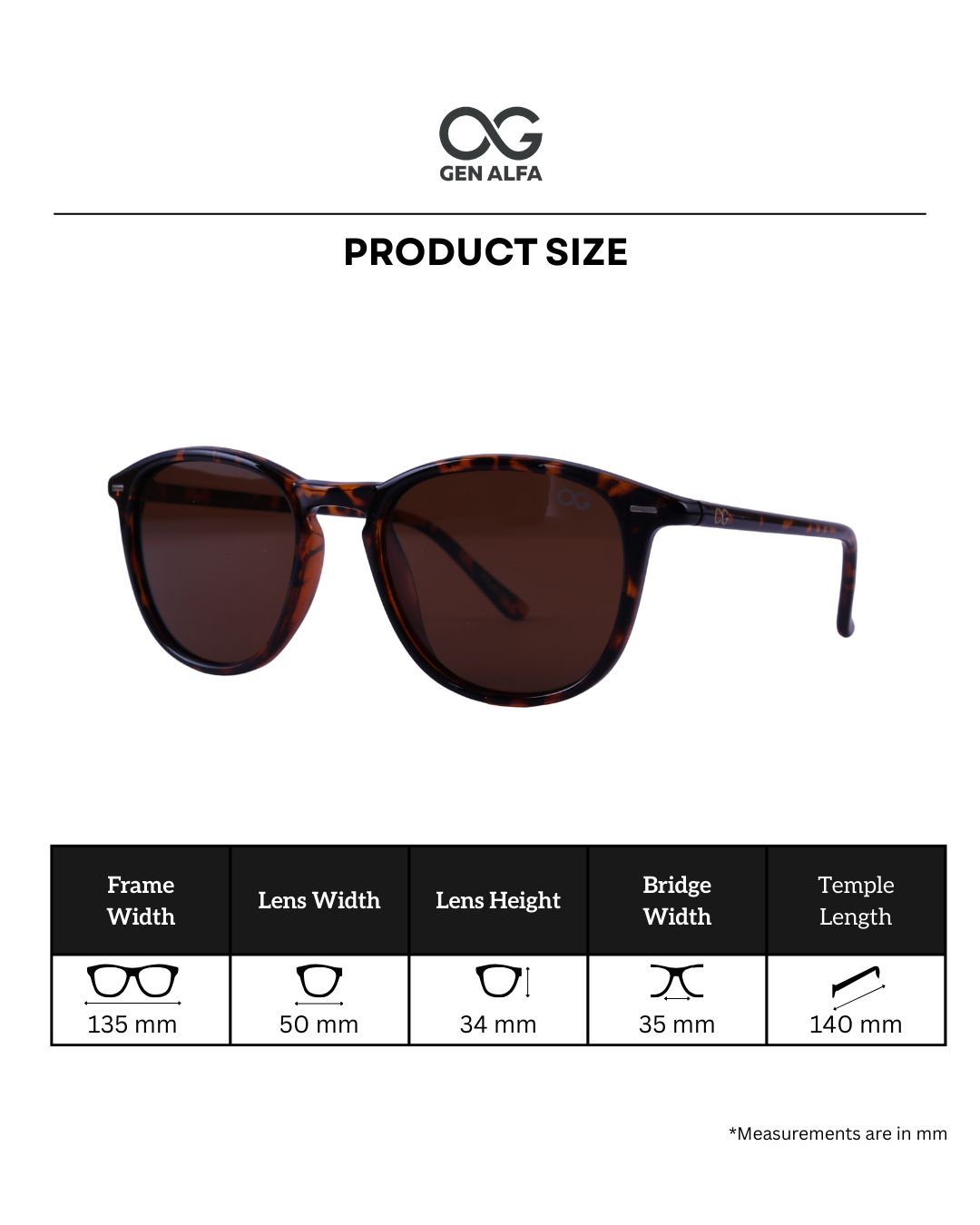 GEN ALFA Classic Women’s Tortoise Shell Sunglasses | UV400 Polarised