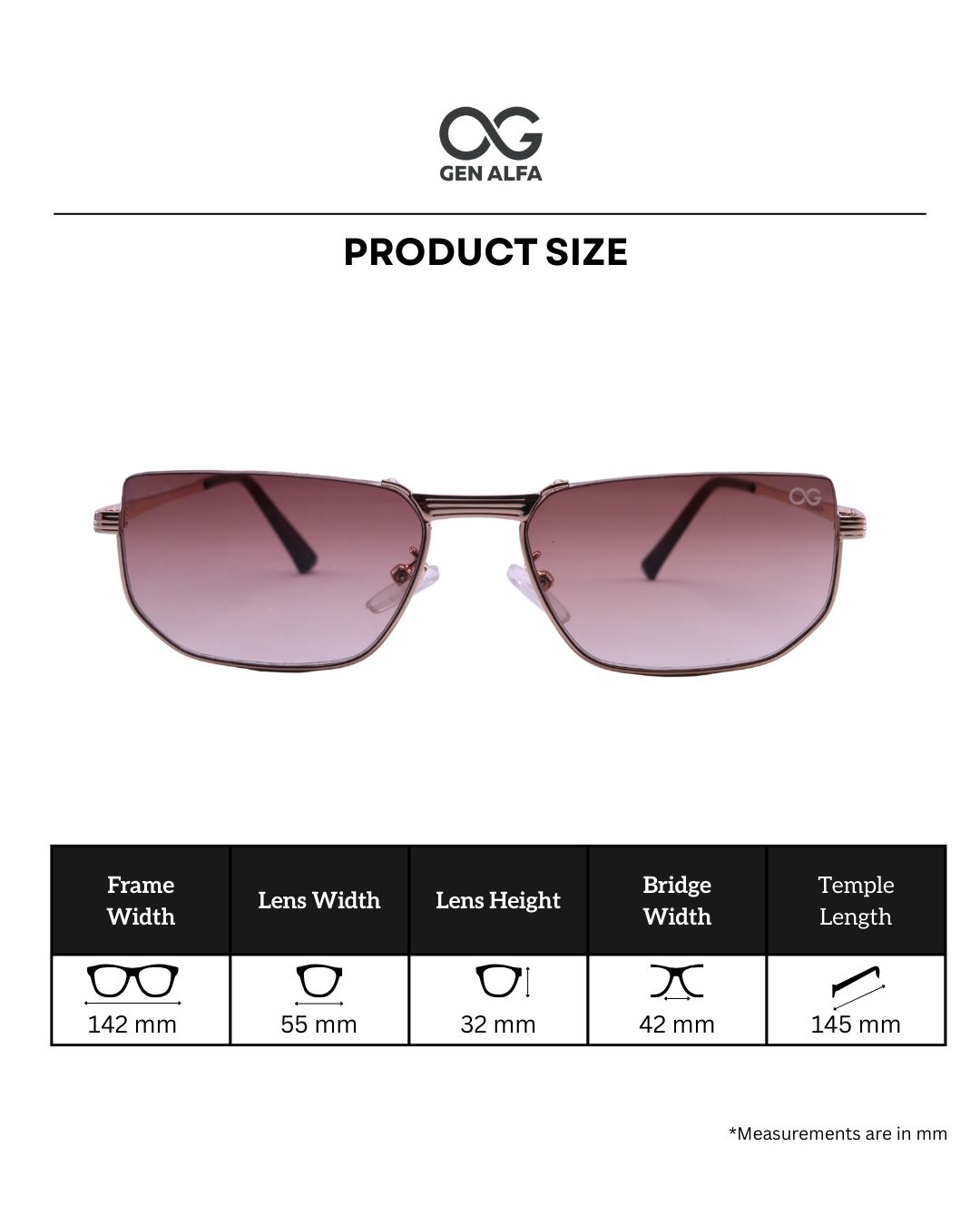 GEN ALFA Grace Luxe Women’s Sunglasses – Gold Frame with Brown Gradient UV400 Lenses