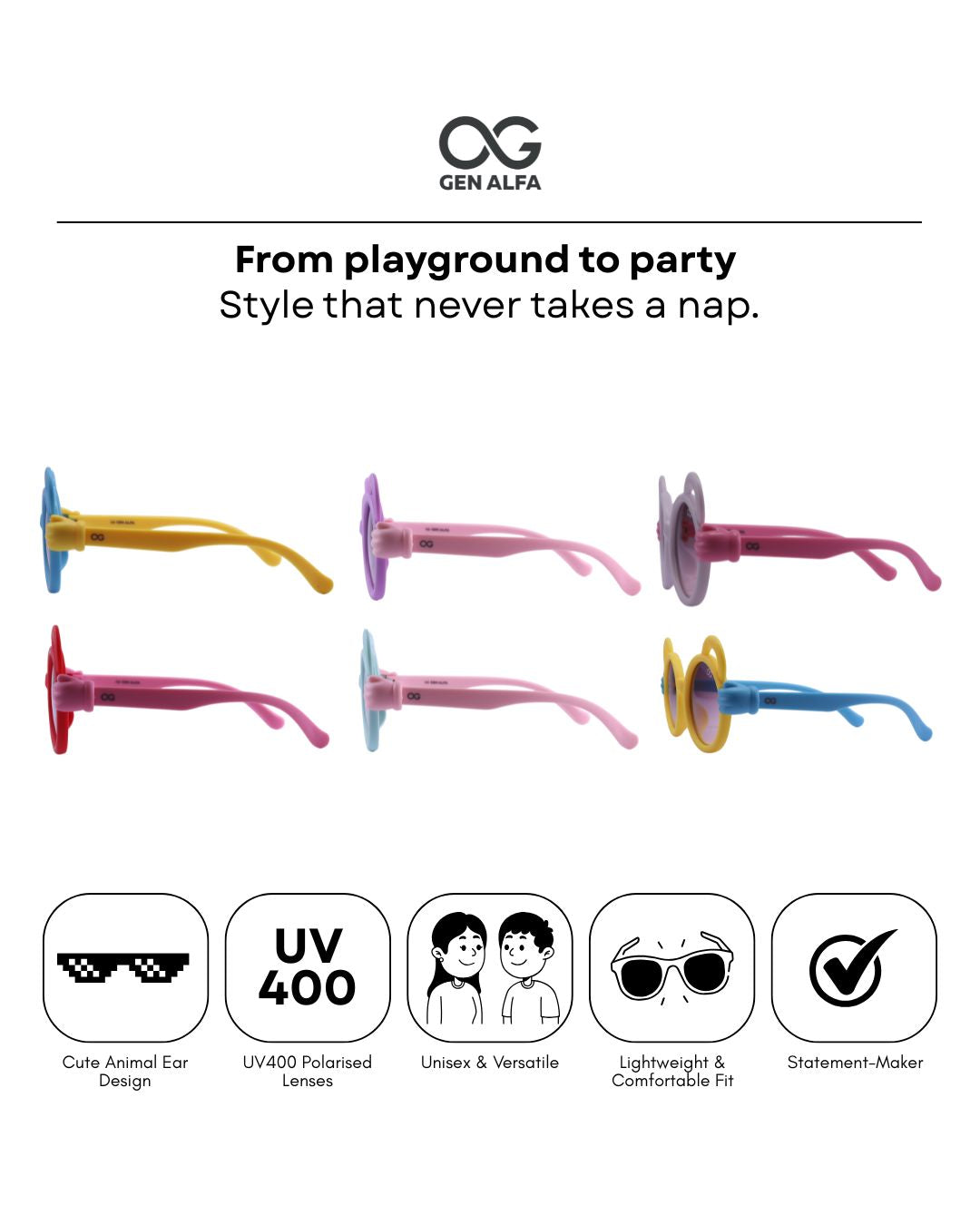 GEN ALFA Lil’ Monkey Hug Kids Sunglasses – UV400 Protected | Blue